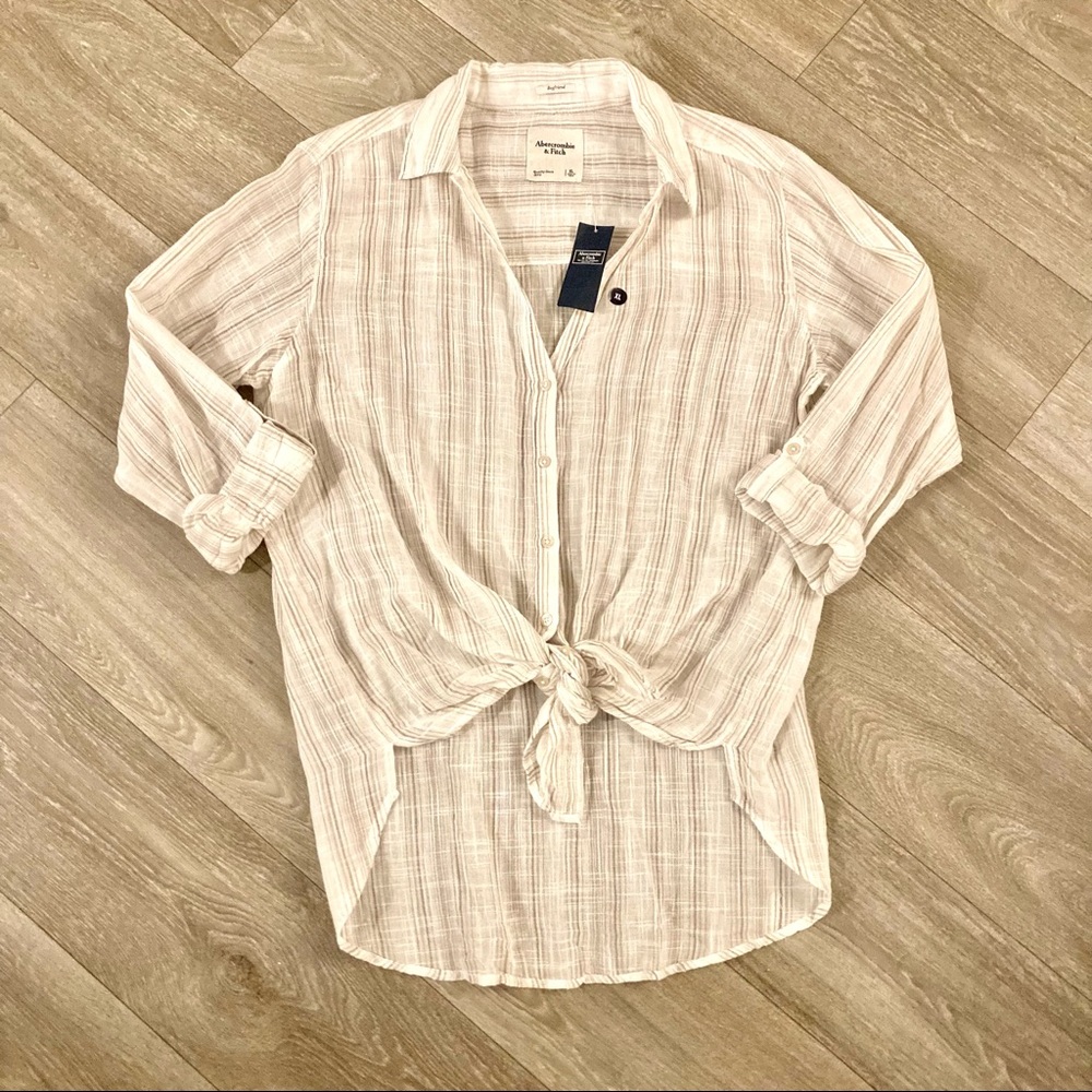 Abercrombie Striped Boyfriend Button-Up